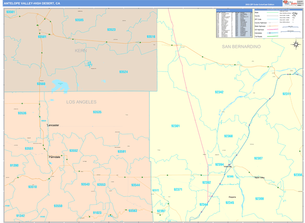 Antelope Valley-High Desert Metro Area Wall Map